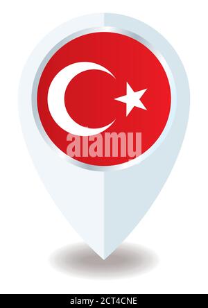 Flag of Turkey, location icon For Multipurpose, Republic of Turkey. Stock Vector