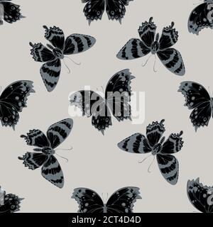Seamless pattern with hand drawn stylized alcides agathyrsus, forest mother-of-pearl Stock Vector