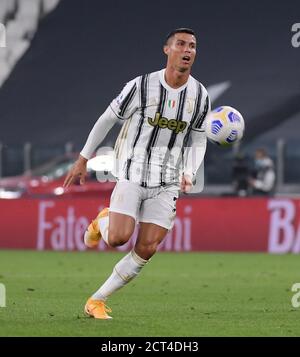 Turin, Italy. 20th Sep, 2020. FC Juventus's Cristiano Ronaldo competes during a Serie A soccer match between FC Juventus and Sampdoria in Turin, Italy, Sept. 20, 2020. Credit: Federico Tardito/Xinhua/Alamy Live News Stock Photo