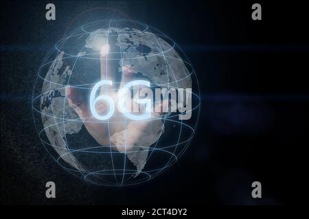The concept of 6G network, high-speed mobile Internet, new generation networks. Business, modern technology, internet and networking concept Stock Photo