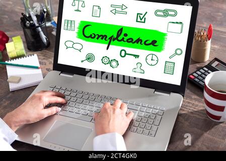 Compliance concept shown on a laptop screen Stock Photo