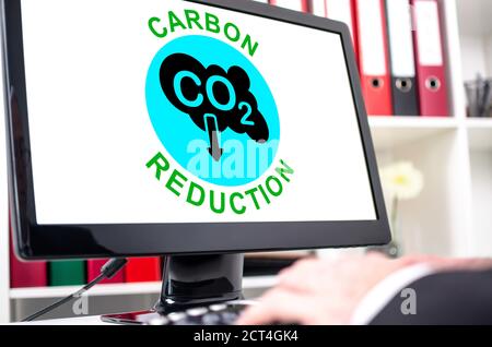 Carbon reduction concept shown on a computer screen Stock Photo