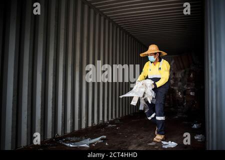 Plastic recycling centre, New Territories, Hong Kong, China Stock Photo