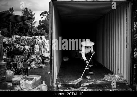 Plastic recycling centre, New Territories, Hong Kong, China Stock Photo