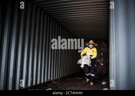 Plastic recycling centre, New Territories, Hong Kong, China Stock Photo