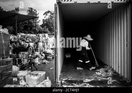 Plastic recycling centre, New Territories, Hong Kong, China Stock Photo