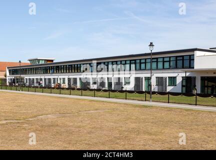 Former airport terminal building converted to housing, Ipswich, Suffolk, England, UK Henning and Chitty 1938 Stock Photo