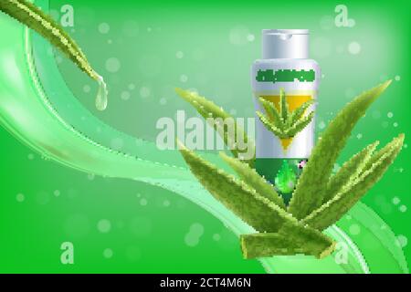 Aloe vera shampoo vector advertising poster template Stock Vector