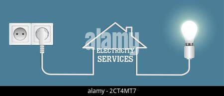 Electricity services, vector poster banner design template Stock Vector