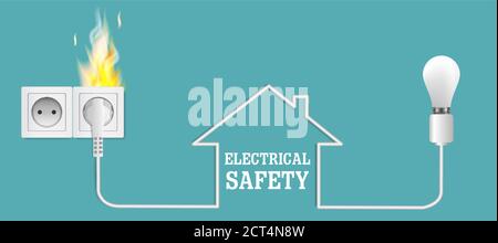 Electrical safety hazards vector poster banner design template Stock Vector