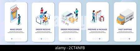 T-shirt printing online services mobile app onboarding screens vector template Stock Vector