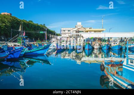 September 16, 2020: Fugang Fishing Harbor at Beinan Creek in taitung county, taiwan. It serves as Stock Photo