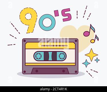 Design style element collection 90s. Item from 90s cassette. USSR. Vector illustration. Stock Vector
