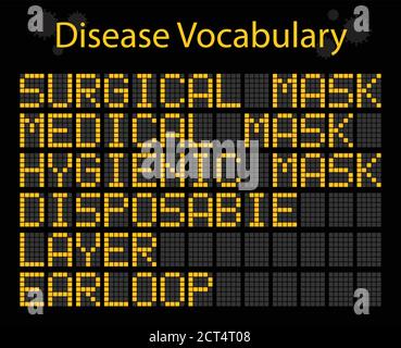 Disease Vocabulary Digital Board Illustration Stock Vector