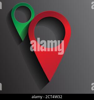 3D Illustration of Red pin location map. Stock Vector