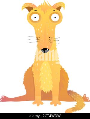 Funny yellow puppy cute dog flat vector illustration Stock Vector