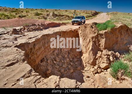 Hole in the Rock Road, washed out by water, BLM Land, formerly part of Grand Staircase Escalante National Monument, Utah, USA Stock Photo