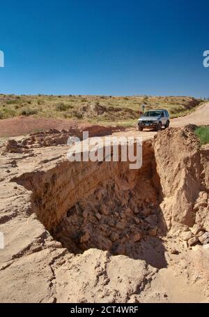Hole in the Rock Road, washed out by water, BLM Land, formerly part of Grand Staircase Escalante National Monument, Utah, USA Stock Photo