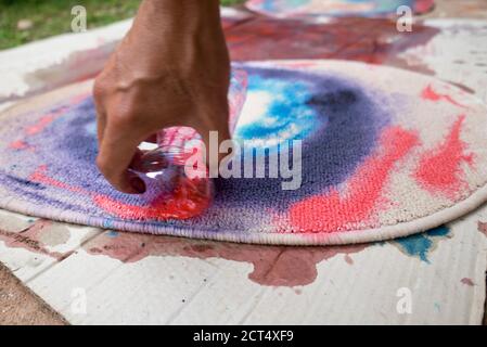 carpet colorful dye , the textile sector concept Stock Photo