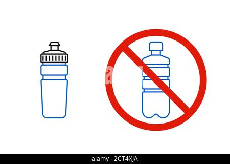 No plastic bottle, only reusable water bottle sign Stock Vector