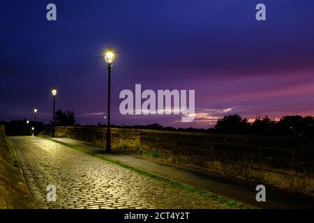 The Old Penwortham Bridge over the River Ribble in Preston, Lancashire, Stock Photo