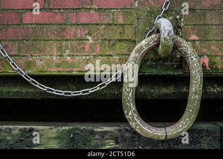 Rusty mooring by the River Thames, South Bank, London, England Stock Photo