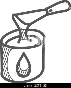 Paint bucket icon in sketch style. Hand drawn vector illustration. Stock Vector