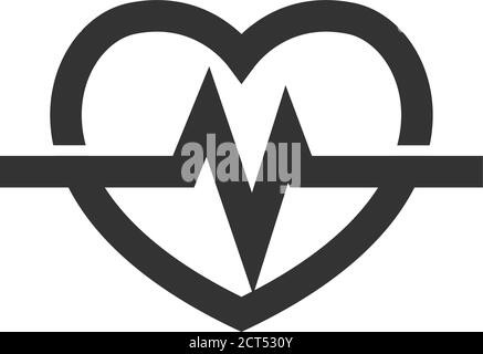 Heart rate icon in thick outline style. Black and white monochrome ...