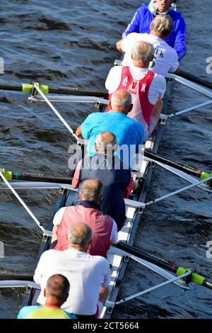 the Eights of seniors rowers going Stock Photo