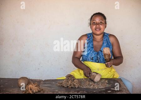 Hand made paper, Ambalavao, Haute Matsiatra Region, Madagascar Central Highlands Stock Photo