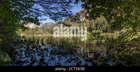 panoramic view mountain lake Duerrsee (Dürrsee) near Seewiesen in Styria, Austria Stock Photo