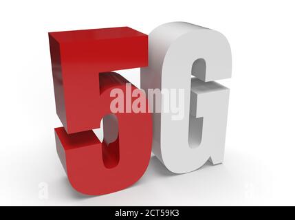 5g logo. Controversial new generation of ultra high-speed mobile network. 3 d illustation Stock Photo