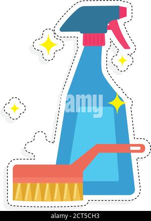 Isolated spray bottle and brush icon - Vector Stock Vector