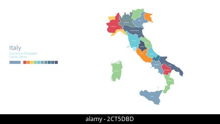 Italy map. Colorful detailed vector map of the European country. Stock Vector