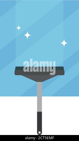 Clean glass and rake. Glass and window cleaning - Vector Stock Vector