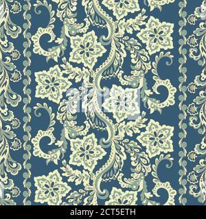 Ffloral seamless pattern in batik style, Vector background Stock Vector