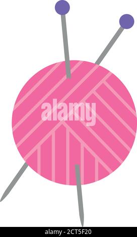Isolated wool roll with knitting needles - Vector Stock Vector