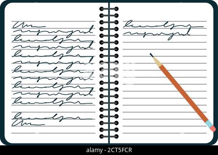 Isolated notebook with notes. School and office suplies - Vector Stock Vector
