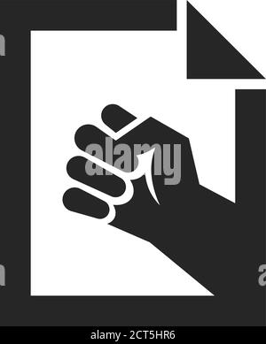 Hand fist icon in thick outline style. Black and white monochrome vector illustration. Stock Vector