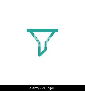 blue data filter silhouette. flat data funnel icon. isolated on white background. Analytics info, tunnel information, flow exploration, vector illustr Stock Vector