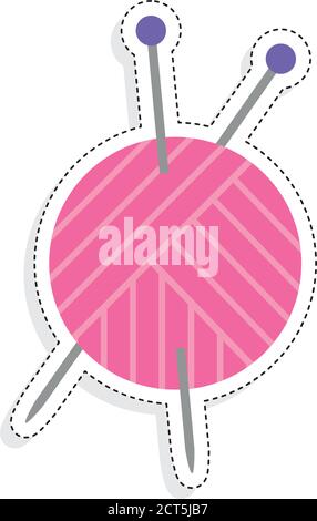 Isolated wool roll with knitting needles - Vector Stock Vector