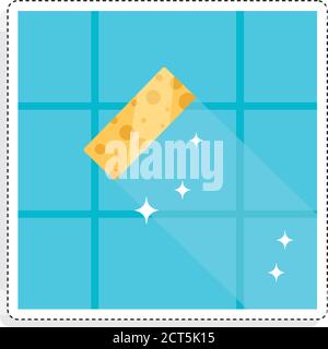 Clean tiles with a sponge. Home clean - Vector Stock Vector