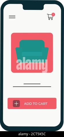 Cell phone with virtual store. Online shopping icon - VEctor Stock Vector