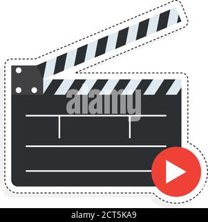 Isolated clapboard and play button - Vector illustration Stock Vector