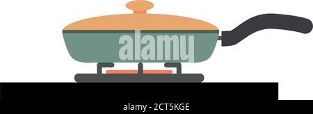 Isolated pot on the stove. Kitchen objects - Vector Stock Vector
