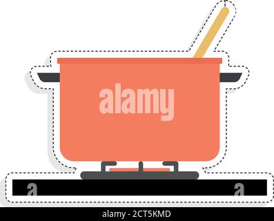 Isolated pot on the stove. Kitchen objects - Vector Stock Vector