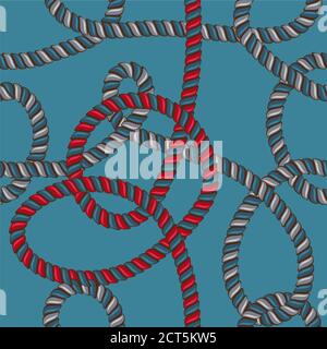 set on chain straps braids and pendant jewelry print on fabric straps, clasps straps chain nautical knots and ropes 80s Opulence Stock Vector