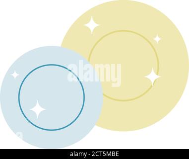 Isolated sparkling clean dishes icon. Kitchen objects - Vector Stock Vector