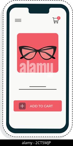 Cell phone with virtual store. Online shopping icon - VEctor Stock Vector