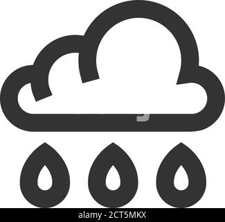Rainy icon in thick outline style. Black and white monochrome vector ...